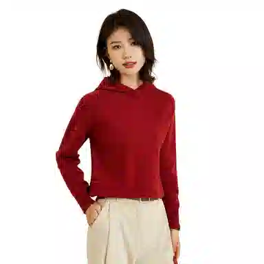 恒源祥 休闲套头外穿气质连帽毛衣 女款