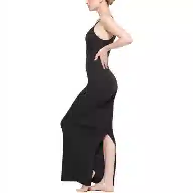 SKIMS Cotton Rib Long Cami Dress Soot