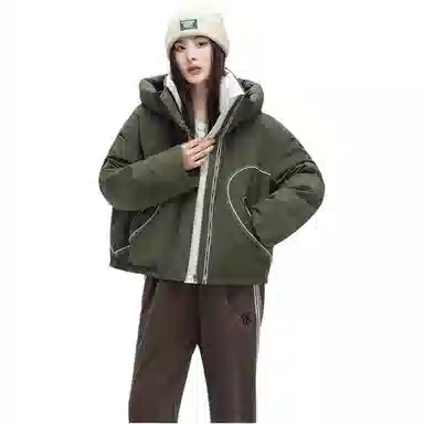 鸭鸭 通勤休闲设计感百搭短款显高小个子派克服连帽羽绒服 女款