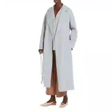 MAX MARA Long Belted Coat Gray