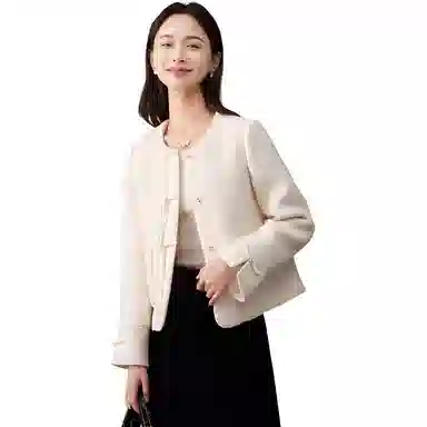 娅丽达 通勤圆领纯色小香风夹克外套 女款