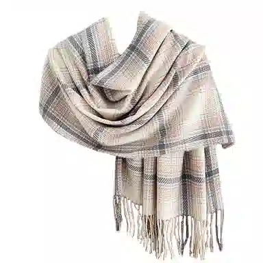 浪莎 韩版氛围感格子流苏秋冬季多巴胺色披肩保暖加厚学生围脖 礼盒装 聚酯纤维 绒线围巾 男女同款情侣款