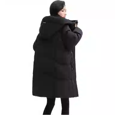 鸭鸭 纯色直筒拉链中长款长袖羽绒服 女款