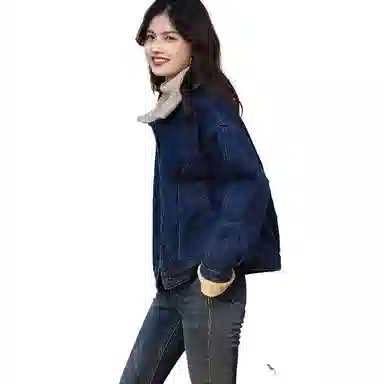 【dme】 拼接复古牛仔夹克外套 女款 深牛仔蓝