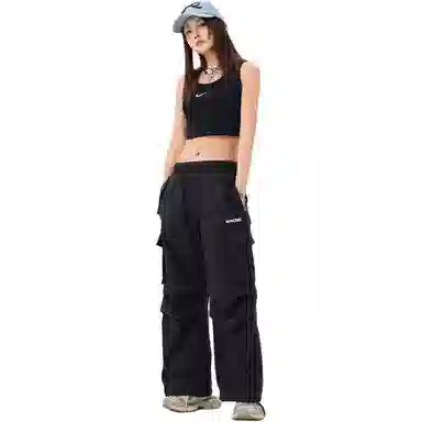 南波万 复古字母刺绣百搭舒适工装裤 女款