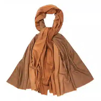 上海故事 手绘渐变空调 聚酯纤维 绒线围巾 女款 深棕米咖