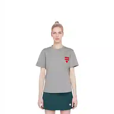 Miu Miu Logo Embroidered T-Shirt Grey