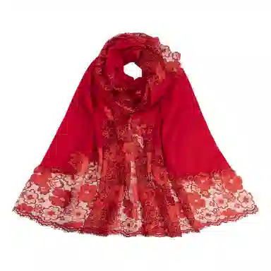 上海故事   高级感 刺绣羊毛围巾   围脖  女款  礼盒装