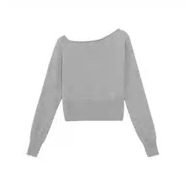 柏黛妃 斜肩漏肩长袖内搭纯色针织衫 女款