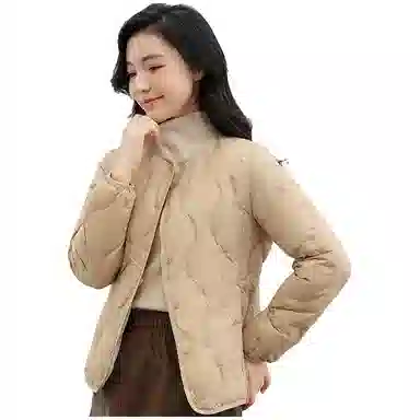 鸭鸭 单排扣宽松纯色日系简约百搭外穿内搭时尚轻薄羽绒服 女款