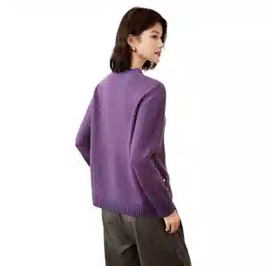 恒源祥 纯色半高领侧开叉套头长袖毛衣 女款