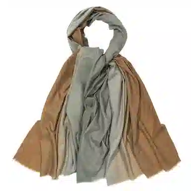 上海故事 手绘渐变空调 聚酯纤维 绒线围巾 女款 深棕米咖