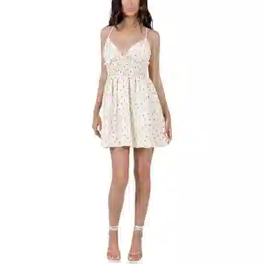 PRINCESS POLLY ROZA MINI DRESS BEIGE BEIGE