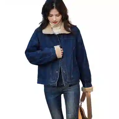 【dme】 拼接复古牛仔夹克外套 女款 深牛仔蓝