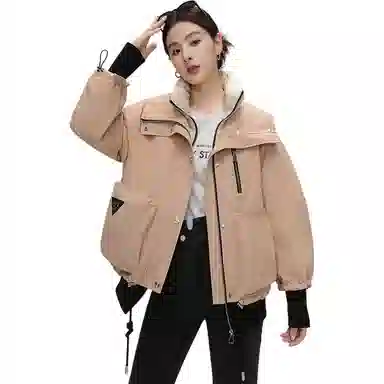 鸭鸭 百搭休闲短款立领夹克羽绒服 女款