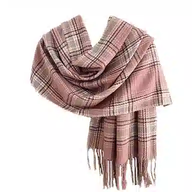 浪莎 韩版氛围感格子流苏秋冬季多巴胺色披肩保暖加厚学生围脖 礼盒装 聚酯纤维 绒线围巾 男女同款情侣款