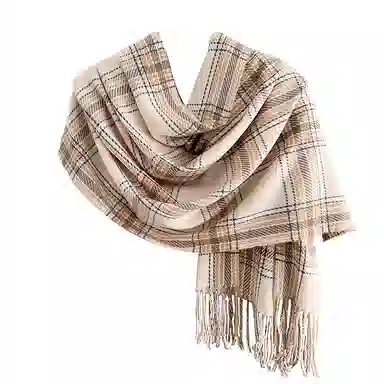 浪莎 韩版氛围感格子流苏秋冬季多巴胺色披肩保暖加厚学生围脖 礼盒装 聚酯纤维 绒线围巾 男女同款情侣款