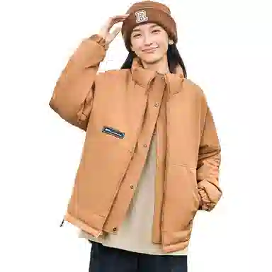 鸭鸭 时尚百搭短款双面穿无帽立领羽绒服 男女同款