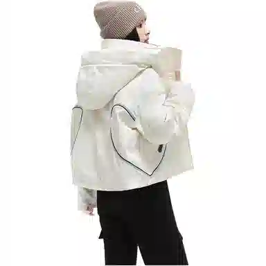 鸭鸭 通勤休闲设计感百搭短款显高小个子派克服连帽羽绒服 女款