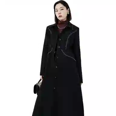 美洋 收腰长袖连衣裙 女款 黑色