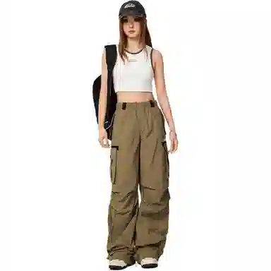 南波万 复古字母刺绣百搭舒适工装裤 女款