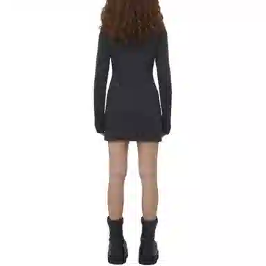 Alexander McQueen Ribbed Knit Mini Dress in Grey Melange