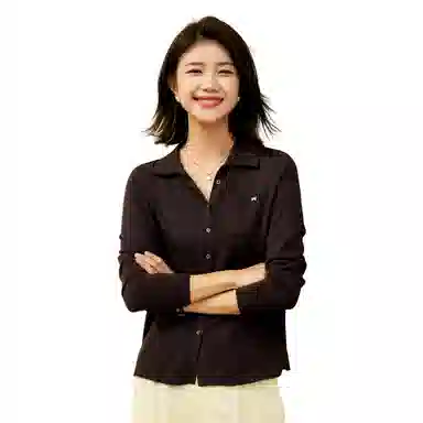 恒源祥 纯色羊毛针织休闲纽扣开衫外穿毛衣 女款