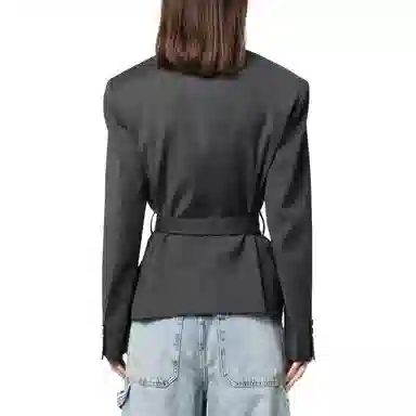 PINKO FW23 Belted Blazer Dark Grey
