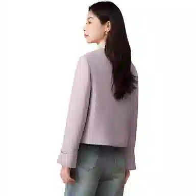 娅丽达 通勤圆领纯色小香风夹克外套 女款