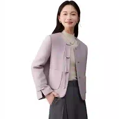 娅丽达 通勤圆领纯色小香风夹克外套 女款