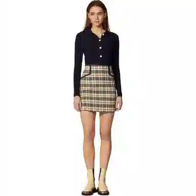 Sandro Plaid Skirt