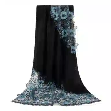 上海故事   高级感 刺绣羊毛围巾   围脖  女款  礼盒装