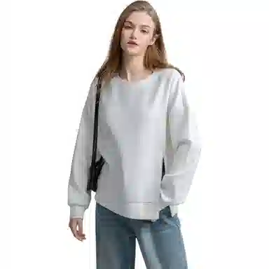 【dme】 纯色圆领套头休闲长袖卫衣 女款 本白