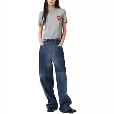 Miu Miu Logo Embroidered T-Shirt Grey