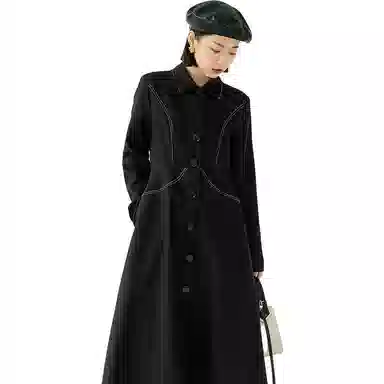 美洋 收腰长袖连衣裙 女款 黑色