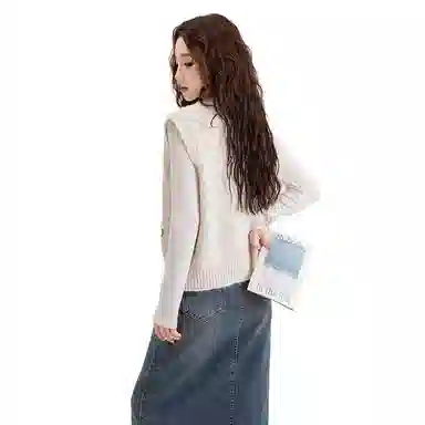 红蜻蜓 简约圆领刺绣马甲背心针织衫 女款