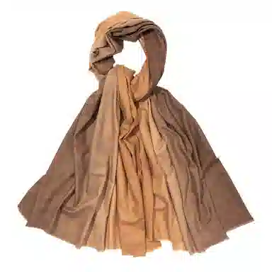 上海故事 手绘渐变空调 聚酯纤维 绒线围巾 女款 深棕米咖