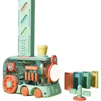 益米 多米诺骨牌车 趣味电动小火车 早教益智玩具