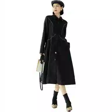 美洋 收腰长袖连衣裙 女款 黑色