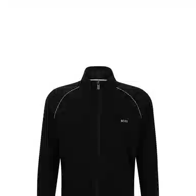 HUGO BOSS Stretch Cotton Zip Up Jacket With Logo Detail