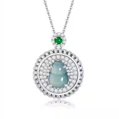 祥燕 新中式国潮轻奢潮流冰润起胶蓝水葫芦 冰种 翡翠吊坠 男女同款情侣款