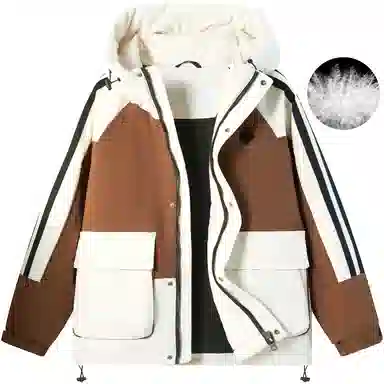 帕丁顿熊 简约字母条纹保暖加厚羽绒服 男女同款