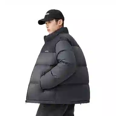 鸭鸭 中青年韩版休闲基础百搭短款立领户外运动加厚保暖暗黑面包羽绒服 男女同款