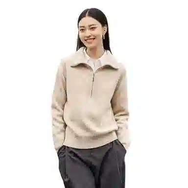 恒源祥 纯色休闲翻领毛衣 女款