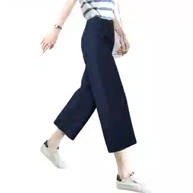 【dme】 纯色宽松中腰松紧门襟休闲裤 女款 藏青