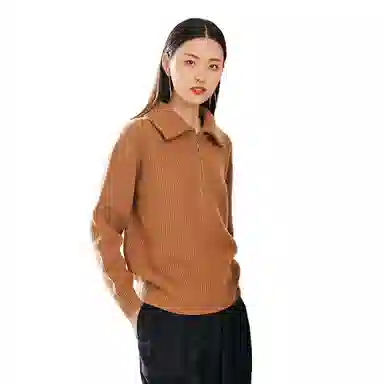 恒源祥 纯色休闲翻领毛衣 女款