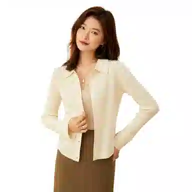 恒源祥 纯色修身羊毛衫坑条毛衣 女款