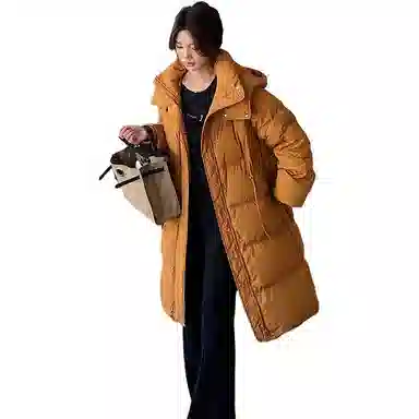 鸭鸭 加厚纯色连帽羽绒服 女款