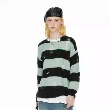 Guuka Hero Striped Knit Pullover Black
