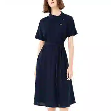 Lacoste SS22 Solid Side Tie Dress Navy